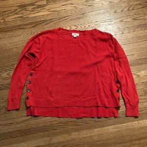 Lord and Taylor Red/orange Women's Sweater with Button Accents